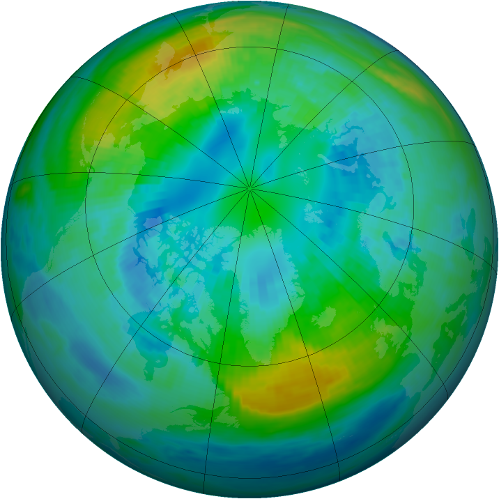 Arctic ozone map for 14 October 1987